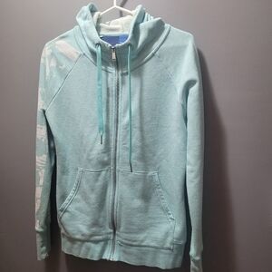 Reebok Light Blue with White Accent Zippered Hoodie M